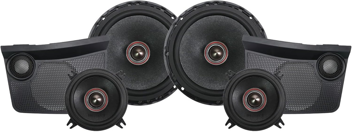 MB Quart Front Dash 3-Way Component Speakers Upgrade Kit for 21-24 Ford Bronco, Tuned Audio Package with 1" Dome Tweeters, 4" and 6.5" Midbass Drivers