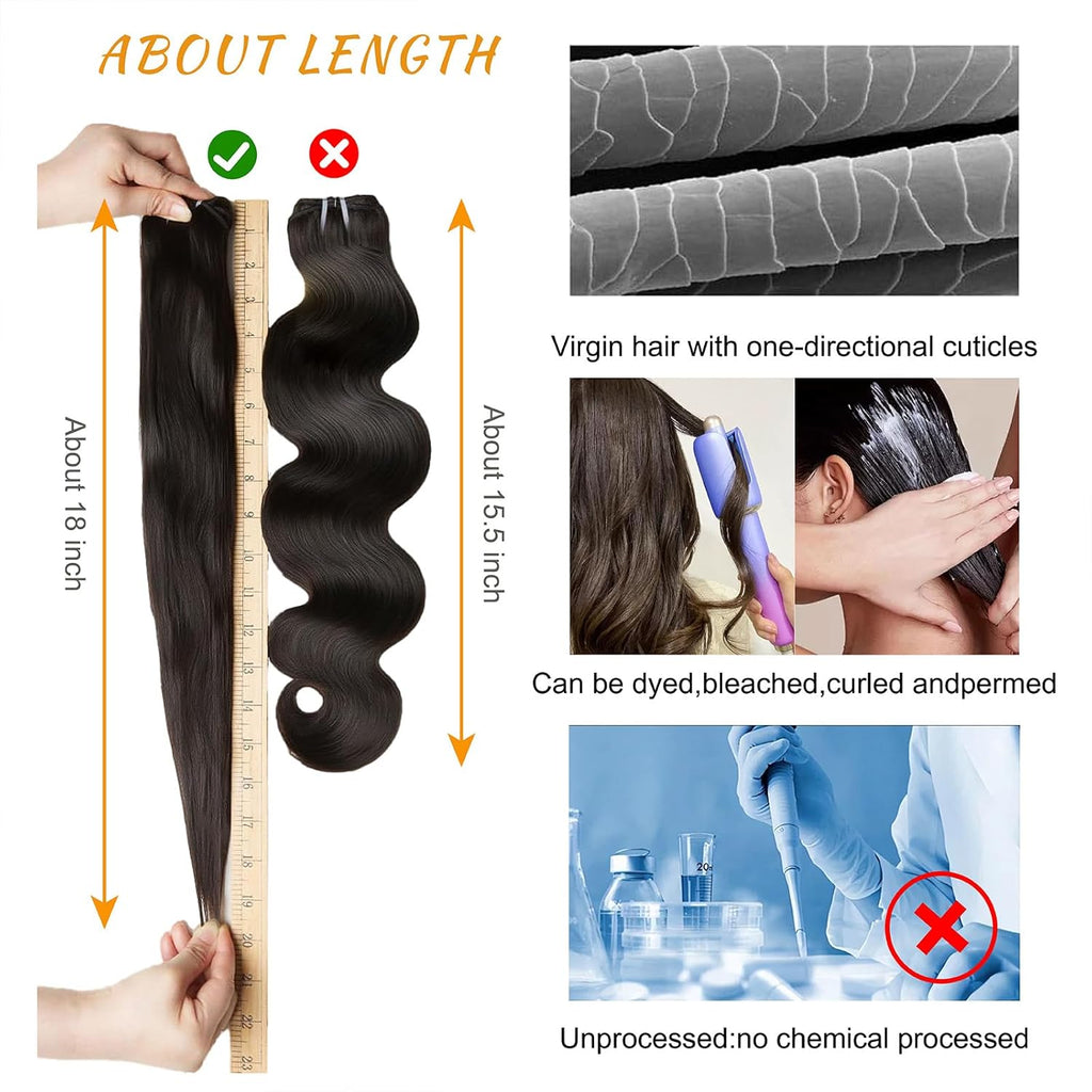 Brbeawor 14A Brazilian Body Wave Bundles Human Hair 22 24 26 Inch 100% Real Raw Virgin Human Hair Bundles Body Wave 3 Bundles Human Hair Extension Natural Color（22 24 26）