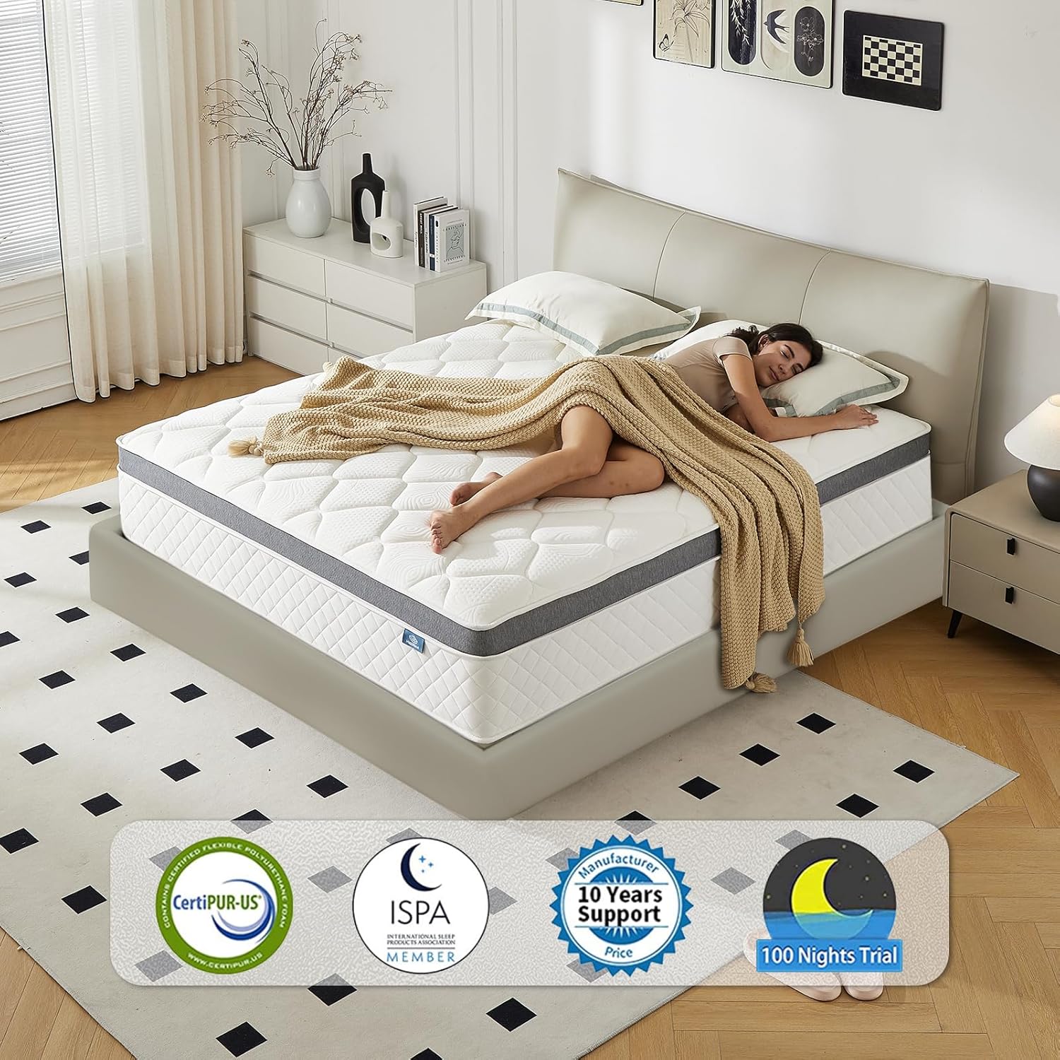 Happiland Full Mattress, 10 Inch Memory Foam Hybrid Mattress in a Box, with Upgrade Individually Pocket Springs, Pressure Relief, Breathable Comfort and Durable, CertiPUR-US, Medium Firm