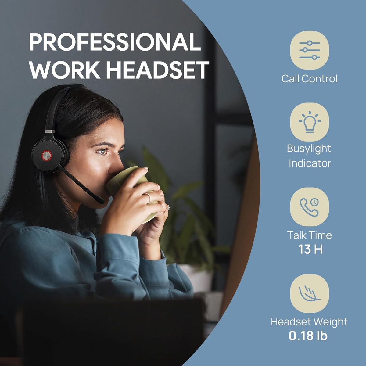 Yealink WH62 Mono Teams DECT Wireless Headset with Microphone,525 Ft Long Range Work Single Ear Headphones for Desk Phone and PC,Telephone Headset with Noise Cancelling Mic,13H Talk Time