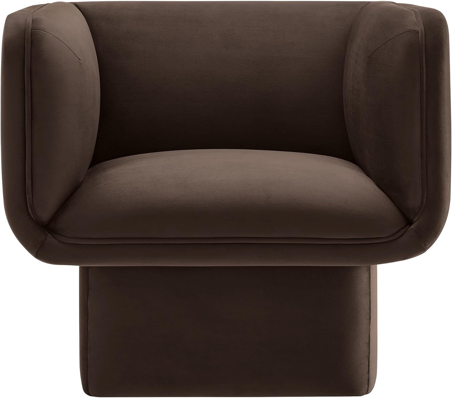 Modway Tate Performance Velvet Accent Chair in Chocolate Brown - Upholstered Club Chair - Modern Barrel Armchair - Comfy Reading Leisure Chair for Living Room, Bedroom, Office