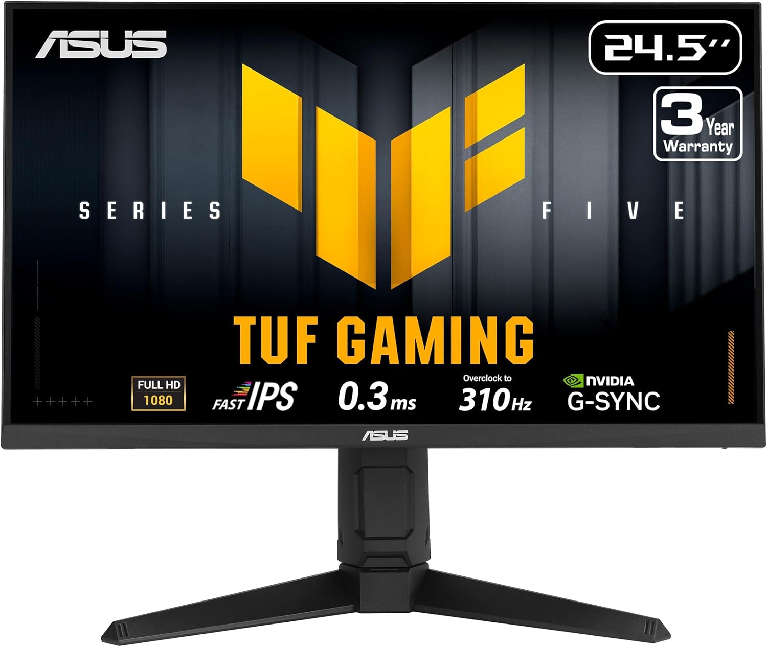 ASUS TUF Gaming Series 5 24.5” 1080P Gaming Monitor (VG259QMRL5A) - Full HD, Fast-IPS Panel, 310Hz, 0.3ms, DisplayHDR400, 99% sRGB, Height Adjustable, DisplayWidget, Gaming AI, 3 yr Warranty