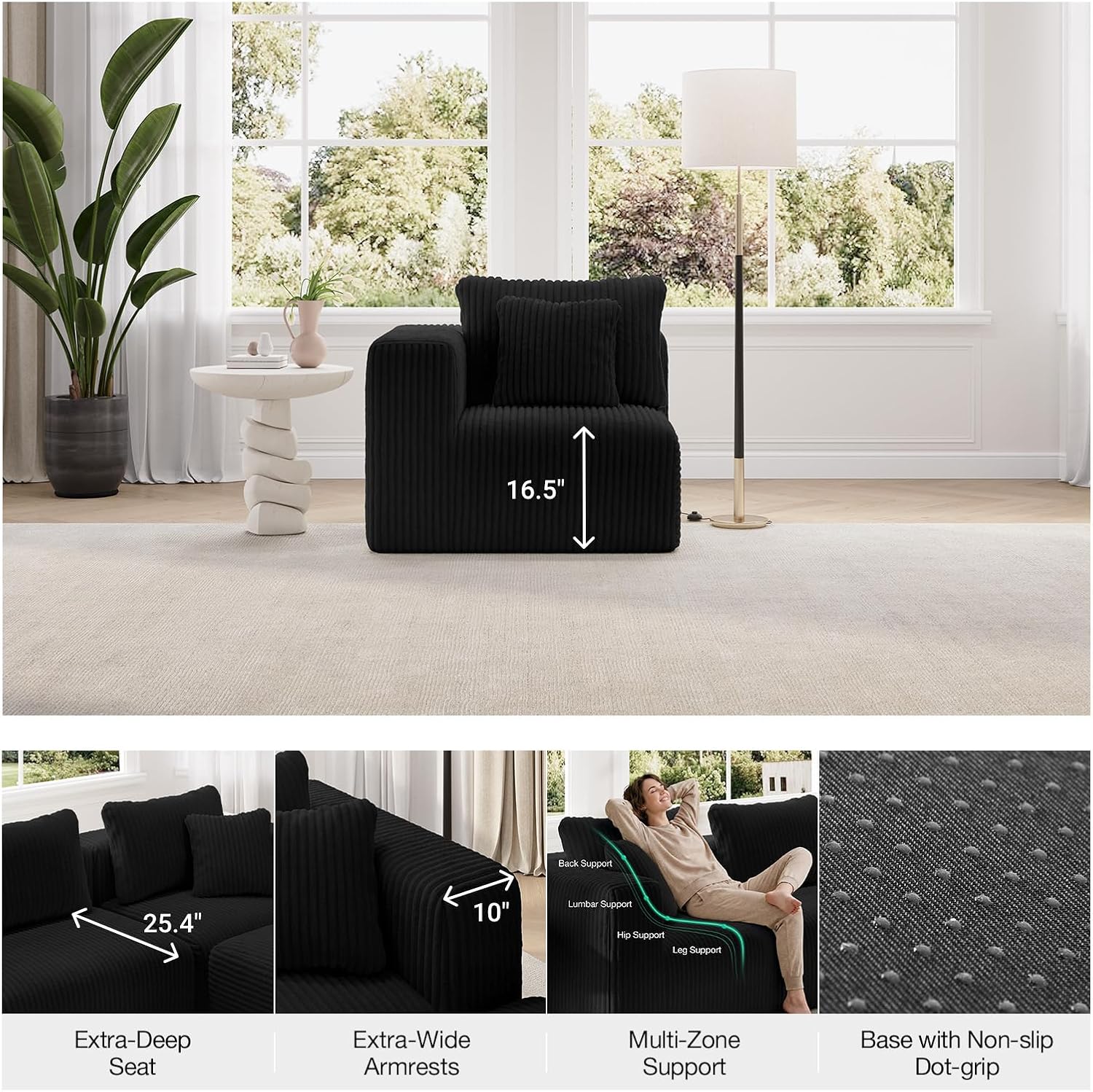 Novilla Modular Sectional Sofa, Modern Cloud Sectional Couch with Smarts Coil® Support, Upholstered Boneless Couch for Living Room Apartments Bedroom, No Assembly Required (Ottoman)