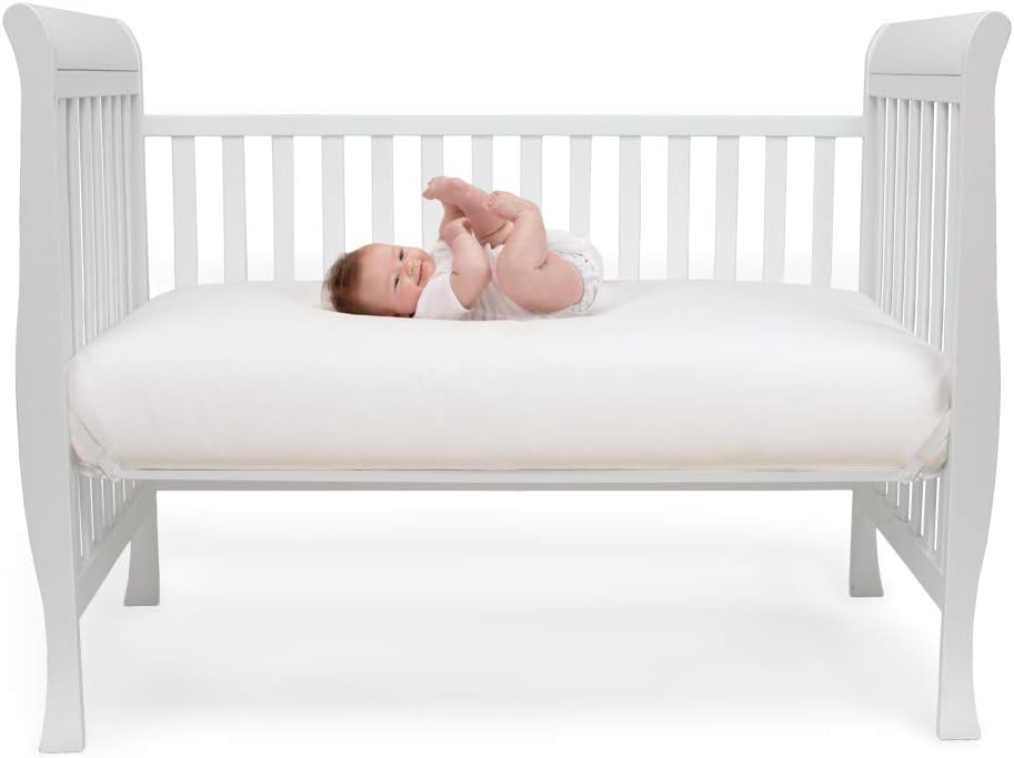 Lullaby Earth Non-Toxic Crib Mattress - Waterproof - Fits Standard Baby and Toddler Bed, White