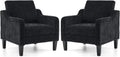 VINGLI Living Room Chairs Set of 2, Black Accent Chair 5.5" Thick Seat Cushion Comfy Chair Soft Chenille Side Chair Upholstered Arm Chair for Bedroom, Play Room, Apartment, Office (Black)