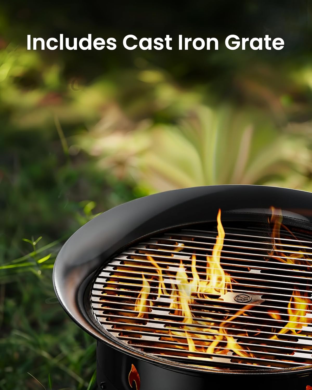 Ciays Large Propane Fire Pit 19 Inch, Gas Fire Pit with Grill Grate, Folding Legs, Hose Hooks, Propane Tank Holder, Cover & Carry Strap, Portable Outdoor Fire Pit for Camping, 58,000 BTU