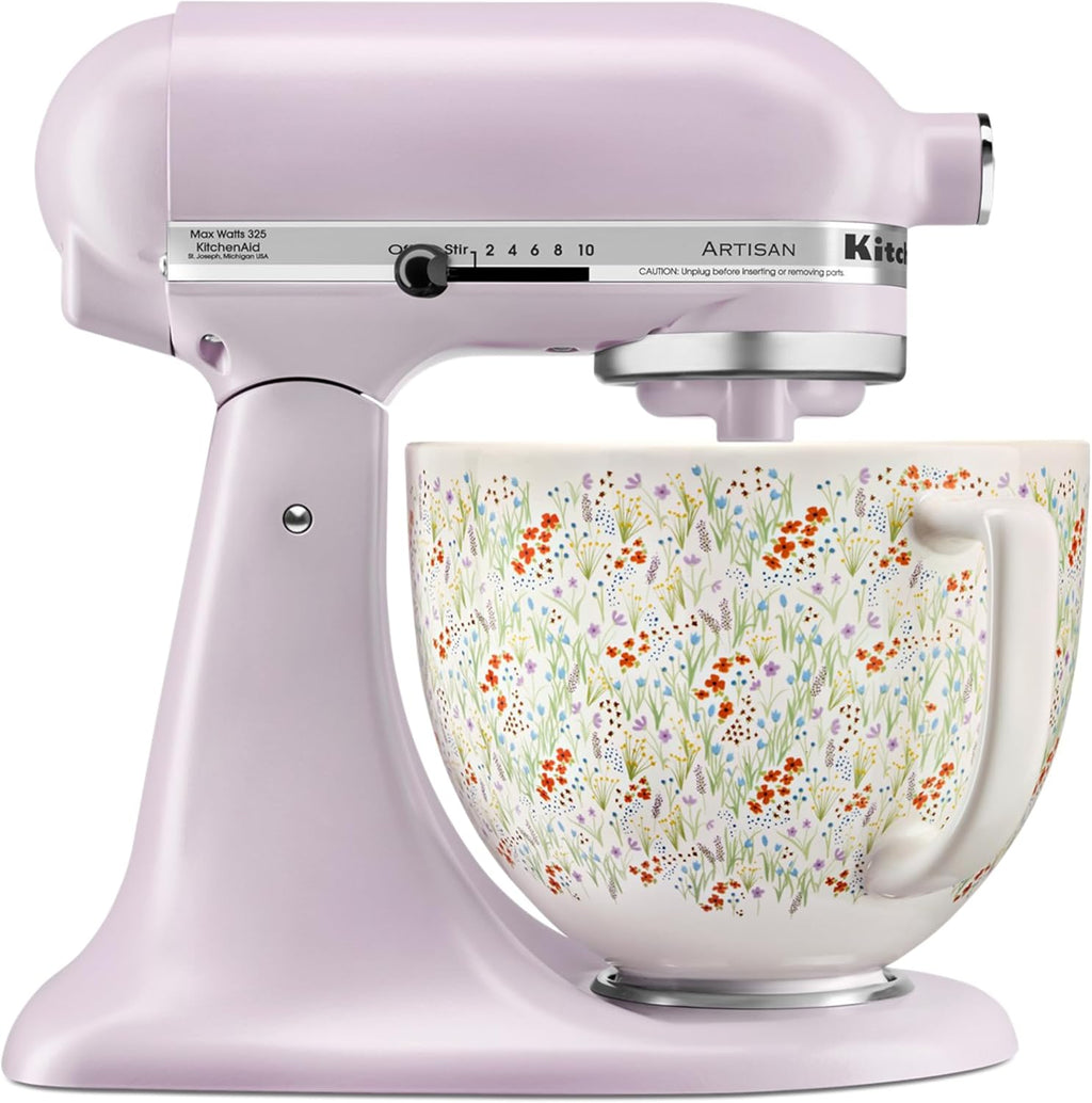 KitchenAid 5 Quart Ceramic Bowl, compatible 4.5 or 5Q Tilt-Head Stand Mixer, KSM2CB5WF, Wildflower