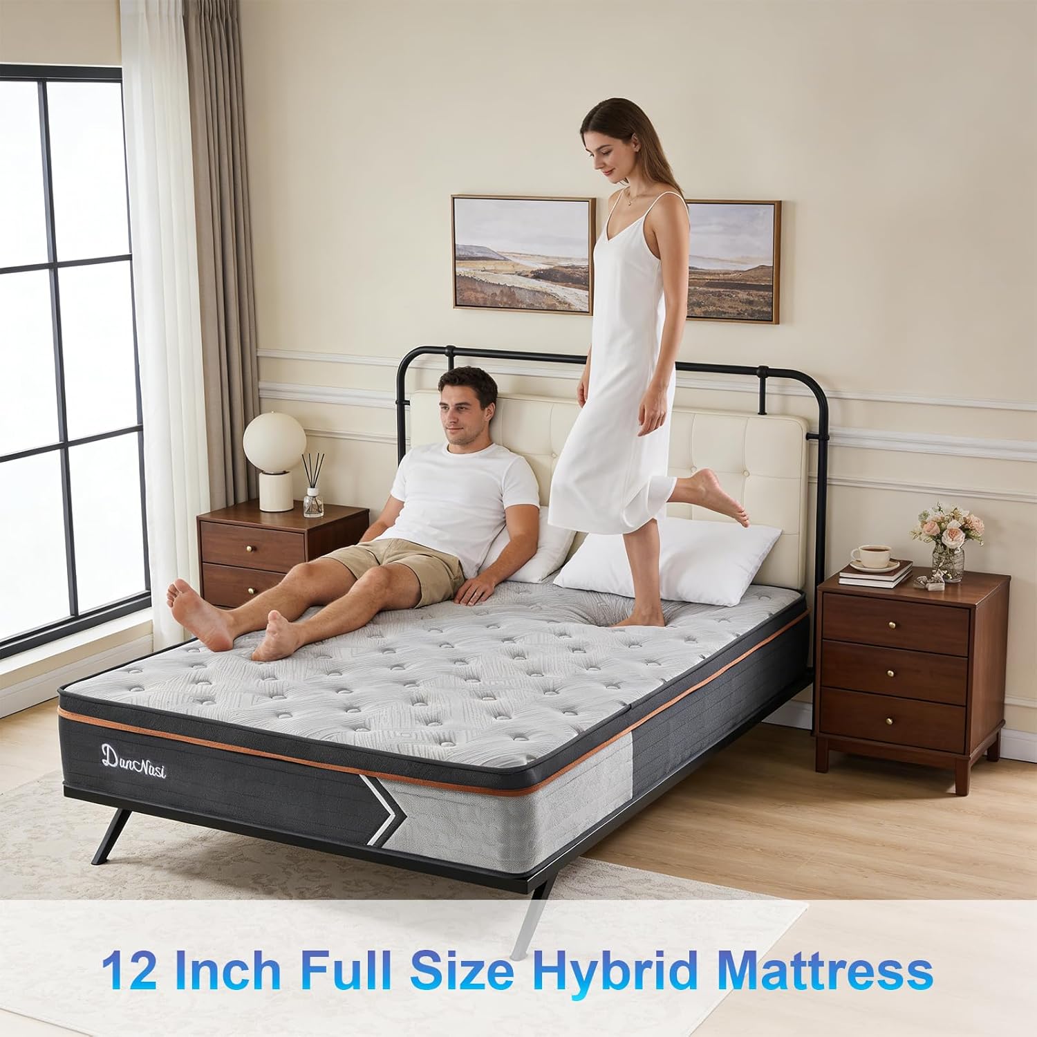 Full Size Mattress, Hybrid Medium Firm 12 Inch Full Mattress, Double Bed Mattress, Gel Memory Foam /Pocket Spring for Pressure Relief, Motion Isolation, Double Mattress, Colchones Full, Bed In a Box