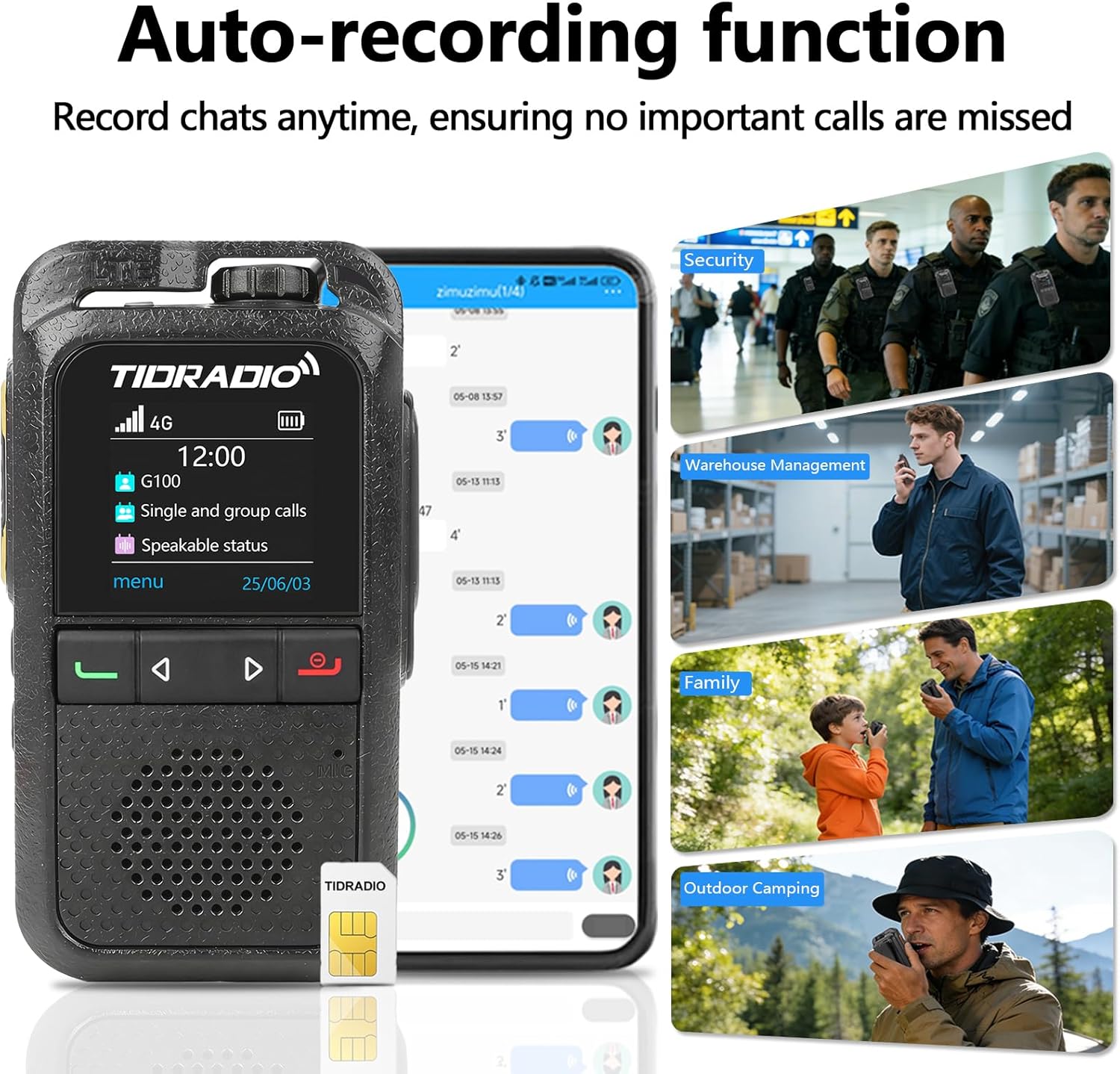 TIDRADIO Unlimited Range Rapid Walkie Talkies 6000+Miles,4G LTE Long Range PoC with SIM Cards,Nationwide PPT Two-Way Radios, Global Long Distance Radios for Family,Logistics,Construction site,TD-G100