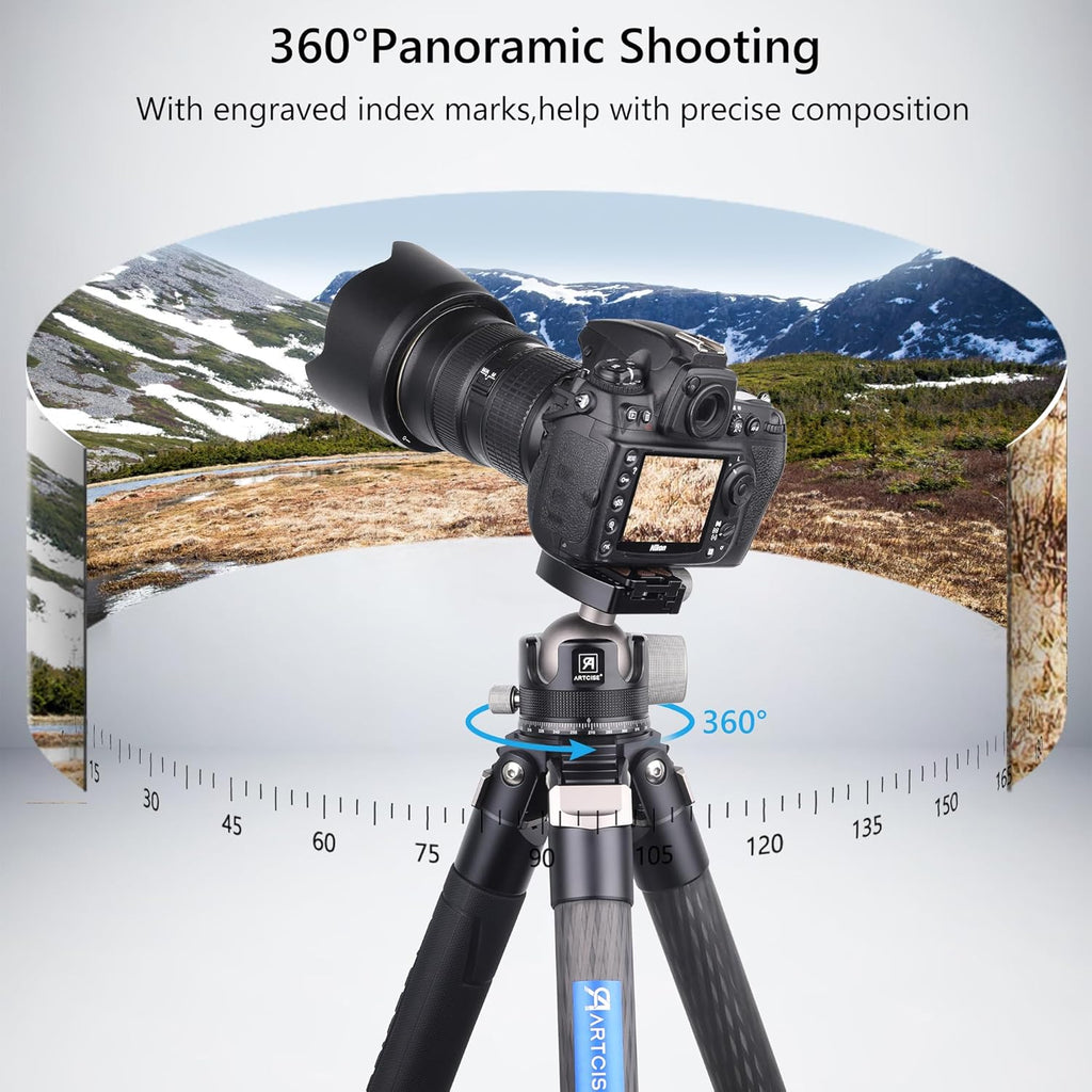 55mm Low Profile Ball Head Tripod Ball Head ARTCISE KB55 Heavy Duty Tripod Head All Metal CNC Machining with Three 1/4" Quick Release Plates for Tripod, Monopod, DSLR, Camcorder, Max Load 88lbs /40kg