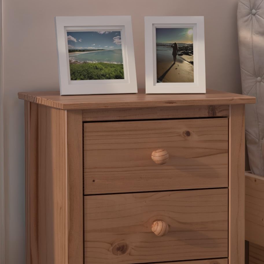 From the Tree Furniture Tall Nightstand with 3 Drawers - Solid Pine Wood Bedside Table with Spacious Storage & Sustainable Design - Honey Side Table for Bedroom Organization & Style