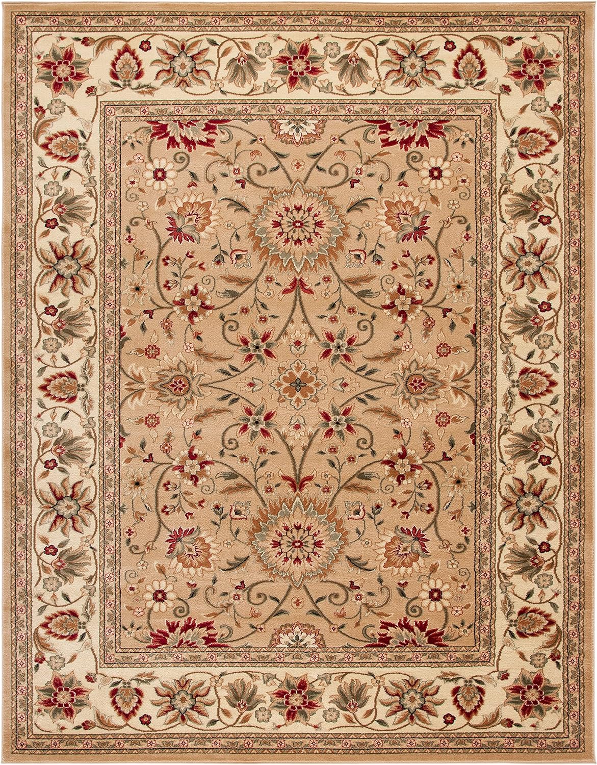 SAFAVIEH Lyndhurst Collection Area Rug - 8' x 10', Beige & Ivory, Traditional Oriental Design, Non-Shedding & Easy Care, Ideal for High Traffic Areas in Living Room, Bedroom (LNH212D)