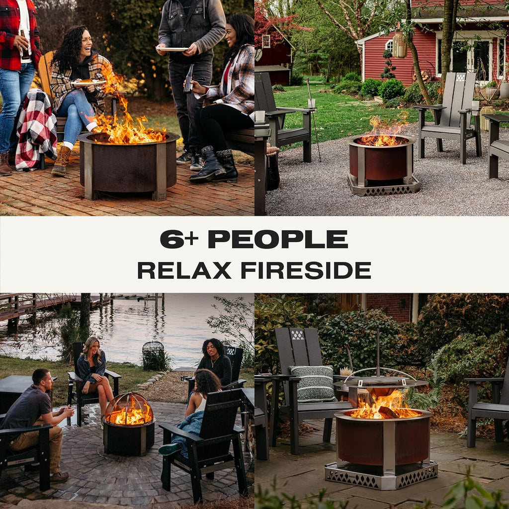 Breeo Smokeless Fire Pit (X Series 24, Corten Steel) | 27.5 inch Smokeless Firepit for Outside | 62 Pounds | Ideal for Families Compatible with Wide Range of Breeo Accessories