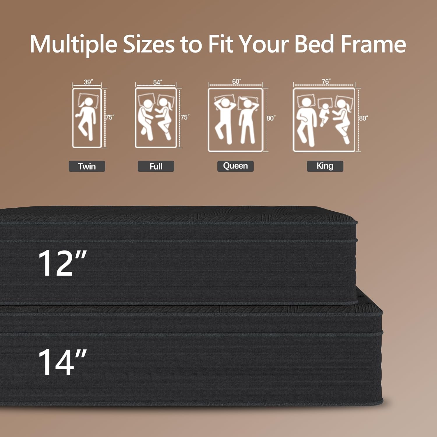 Queen Size Mattress 14 Inch,Hybrid Mattress in a Box with Individual Pocket Spring,Gel Memory Foam Queen Mattress,Breathable Supportive and Pressure Relief for Cool Night,Medium Firm
