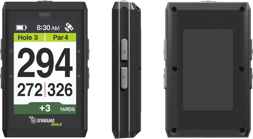 Izzo Golf Swami Max Handheld GPS Unit - Rangefinder Golf GPS with Oversized Large Color Screen for Measuring Golf Distances, Black