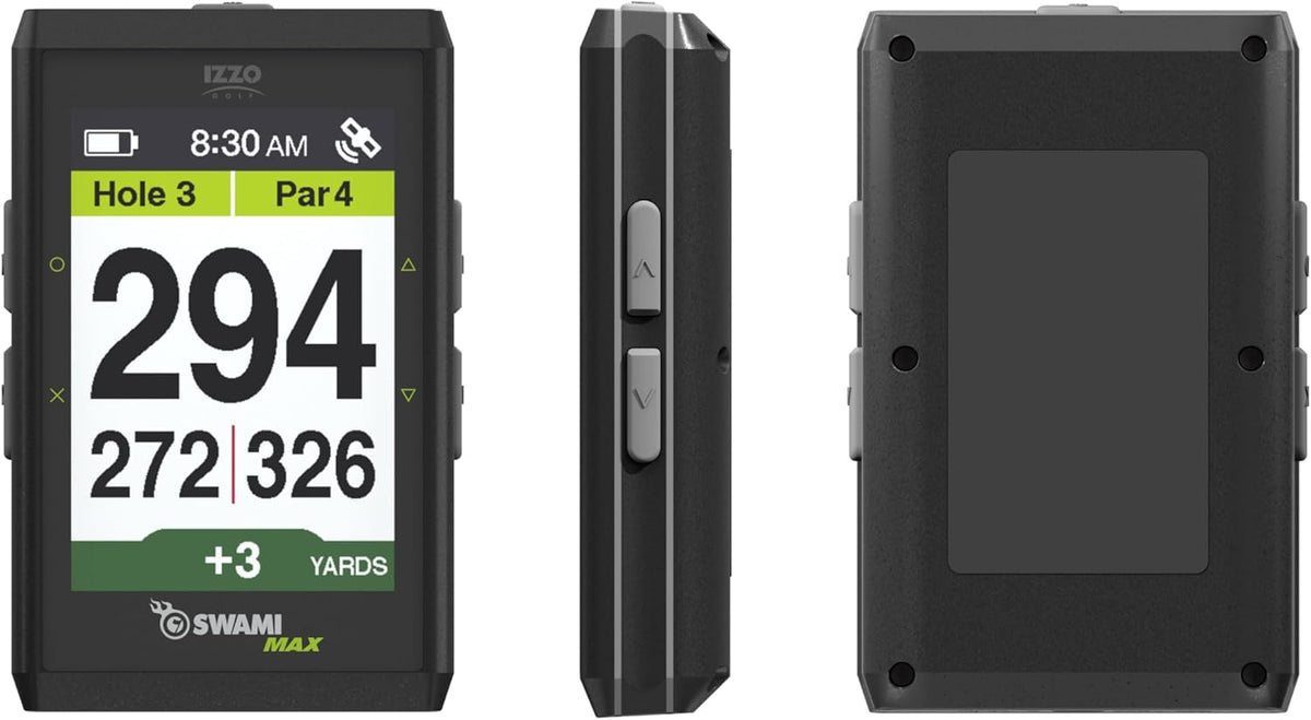 Izzo Golf Swami Max Handheld GPS Unit - Rangefinder Golf GPS with Oversized Large Color Screen for Measuring Golf Distances, Black