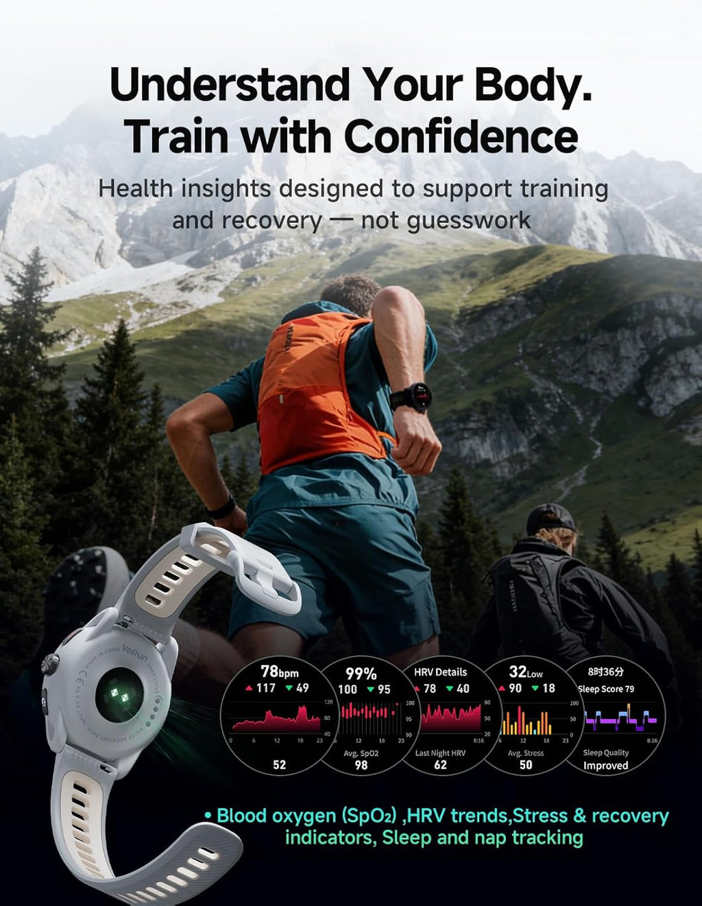iGPSPORT VeRun GPS Sports Watch, 1.32'' AMOLED Display Running Training Metrics Plan Route Navigation ANT+ Bluetooth Gray