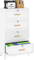 Metal Lateral File Cabinet with Lock,4 Drawer Steel Wide Filing Organization Storage Cabinets,Office Filing Cabinet for Legal/Letter/A4/F4 Size with Hanging Files&Key,Lockable Cabinets for Home Office