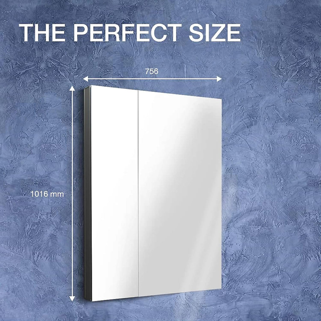 Kohler 81149-DA1 Maxstow Frameless Surface-Mount Two-Door Bathroom Medicine Cabinet with Mirror, 30 in. W x 40 in. H, Dark Anodized Aluminum
