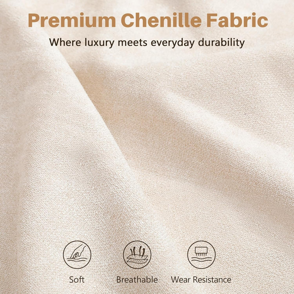Vesgantti 85'' Chenille Couch for Living Room, 3 Seater Comfy Sofa with Wide Armrest, Thick Spring Cushions, Modern Cloud Couch for Apartment, Office, Bedroom, Small Space, Chenille Beige