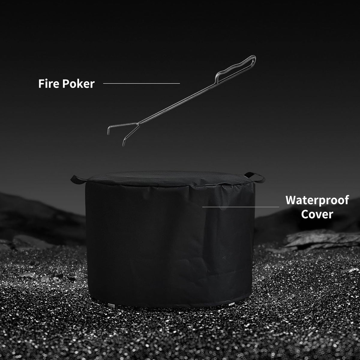 Panovue 22 inch Smokeless Fire Pit with Waterproof Cover, Stainless Steel Outdoor Smokeless Firepit, Wood Burning Fire Pits for Camping, Bonfire,Low Smoke Firepit for OutsideBlack