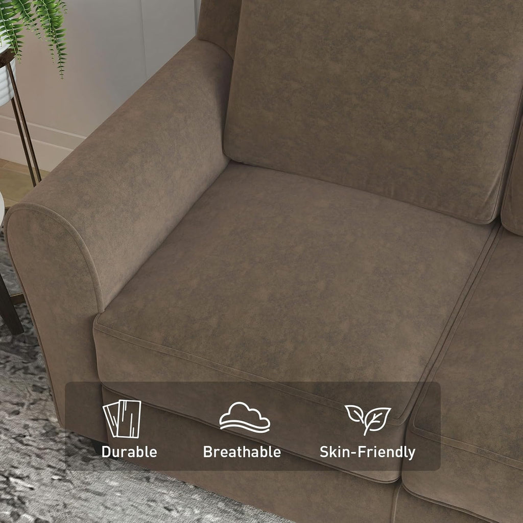 Bonzy Home 2 Piece Sofa Set, 3-Seater Sofa Couch Set of 2, Modern Comfy Sofa with Thick Cushion for Living Room Apartment Office, Brown