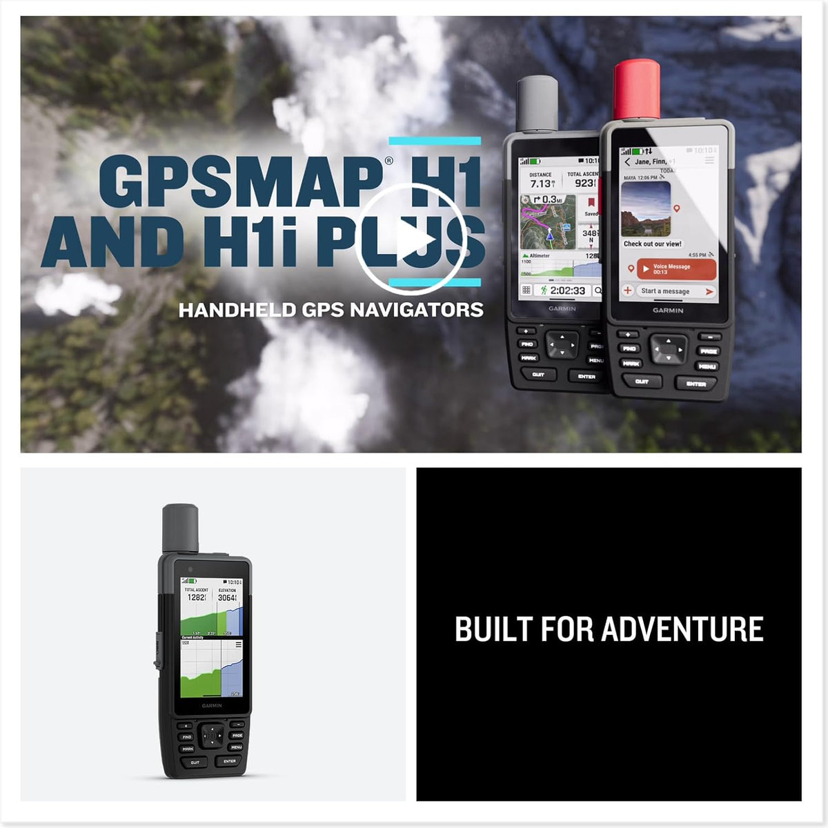 Garmin GPSMAP H1 Rugged Design Premium GPS Handheld Navigator for Hiking with Color Touchscreen and Buttons, Long Battery Life, Built-in Flashlight, Preloaded Maps Bundle