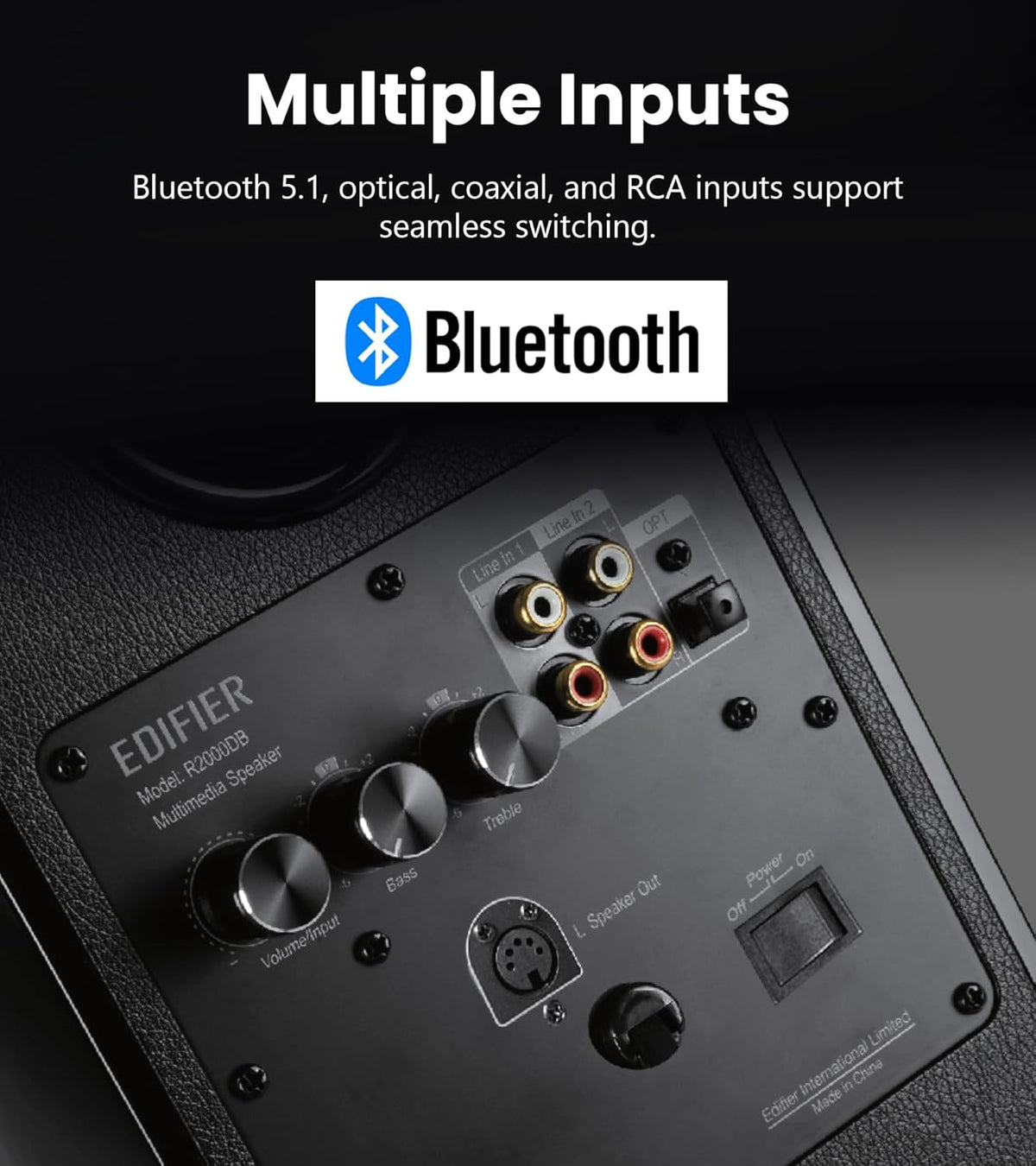 Edifier R2000DB Powered Bluetooth Bookshelf Speakers - Near-Field Studio Monitors - Optical Input - 120 Watts RMS (Warmoak)