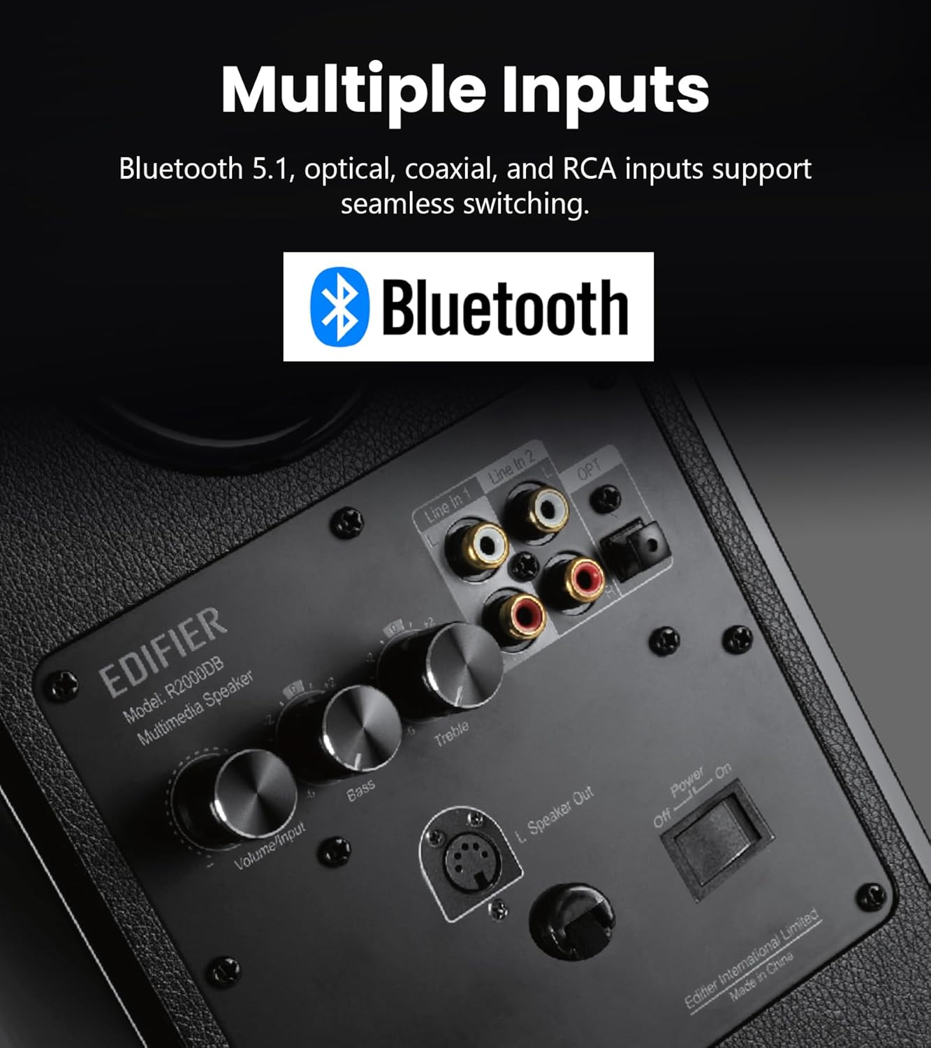 Edifier R2000DB Powered Bluetooth Bookshelf Speakers - Near-Field Studio Monitors - Optical Input - 120 Watts RMS (Warmoak)