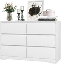 INTERGREAT White Dressers for Bedroom, Modern 6 Drawer Dresser for Closet, Wood Dressers with Deep Drawers for Kids Bedroom, Chest of Drawers for Bedroom, Living Room, Hallway, Entryway, Nursery