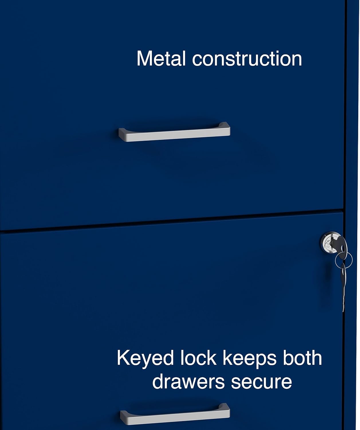 STAPLES 2-Drawer Vertical File Cabinet, Letter Size Documents, Lockable & Mobile, 18" D x 14" W x 26.3" H, Blue