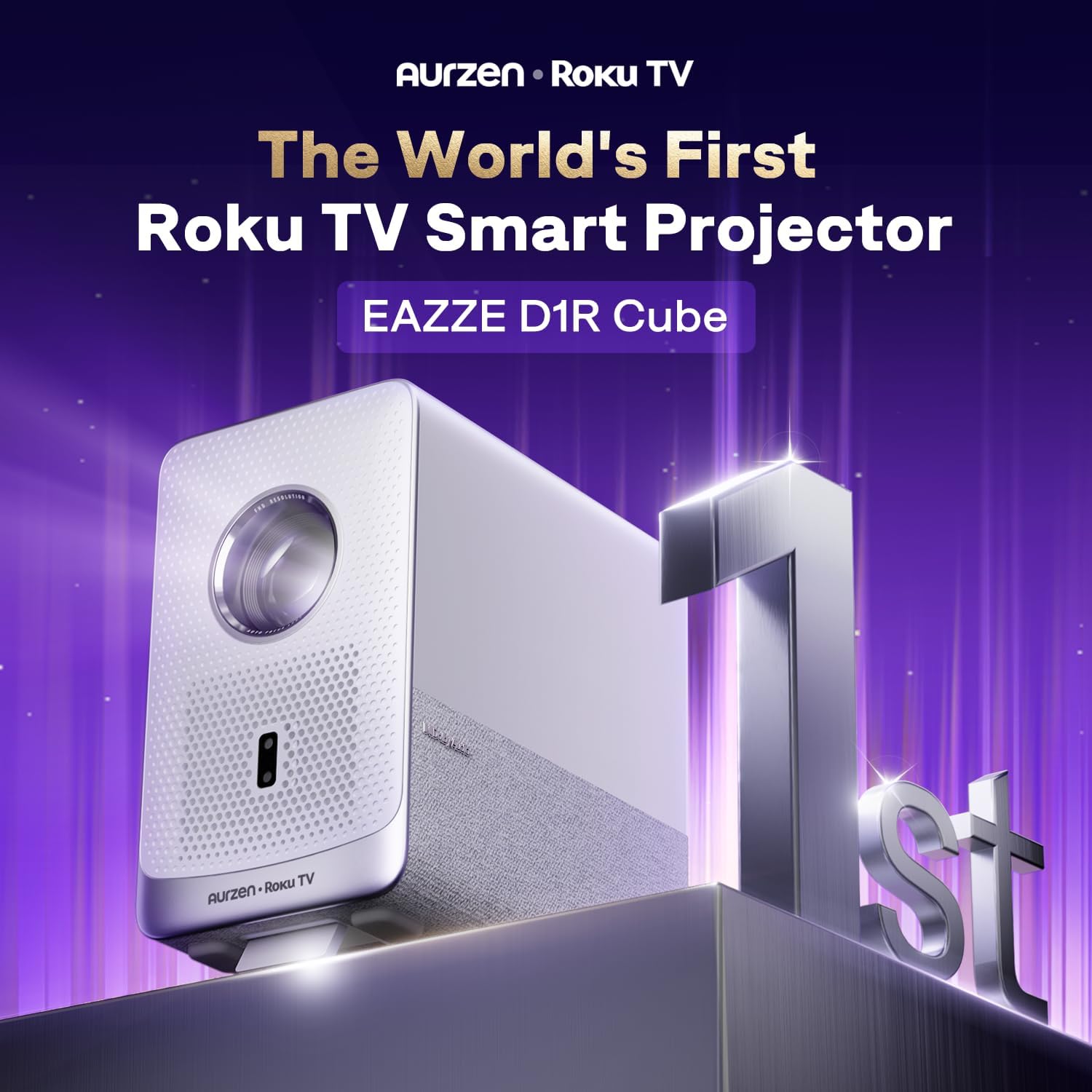 Aurzen D1R Cube Projector Bundle with Foldable Stand, Ultra-Compact with Easy Setup, 180° Rotation, Compatible with TMY, HAPPRUN, Yaber, Epson & Most Projectors (¼-Inch Screw, Only Stand)