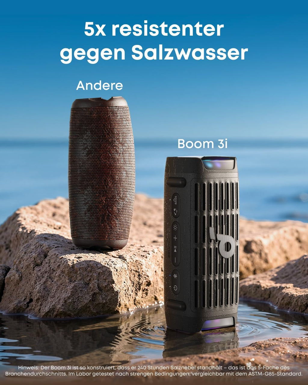 Soundcore Boom 3i by Anker, Compact Outdoor Speaker, IP68 Waterproof, Floating Playback, Saltwater-Resistant, BassUp 2.0, 50W Portable Speaker, Bluetooth 5.3, 16H, TWS, Kayak/Fishing/Camping (Renewed)