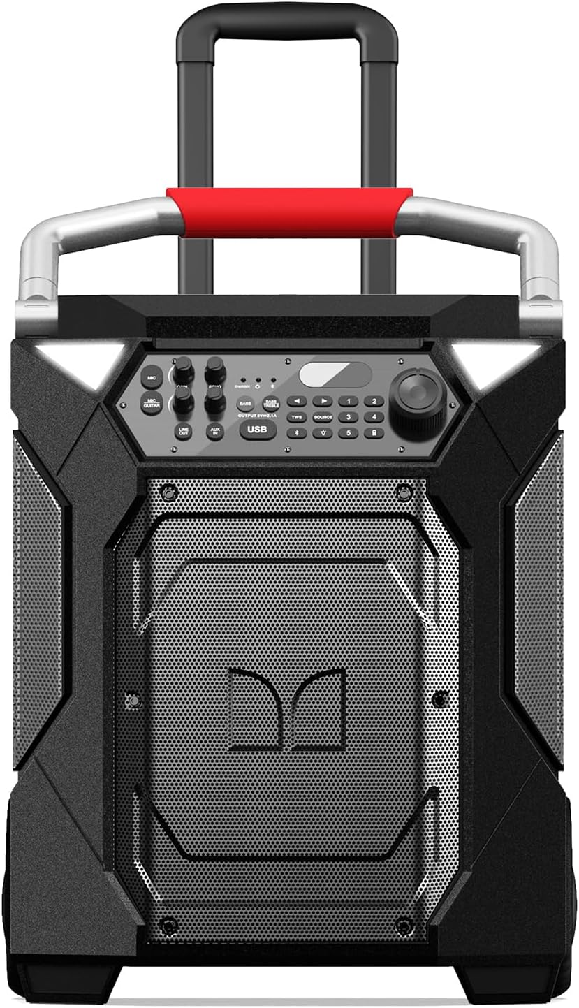 Monster Rockin' Roller 360 Indoor/Outdoor Portable Bluetooth Speaker | Up to 240W of 360 Degree Sound & Up to 100 Hours of Playtime | Includes Microphone