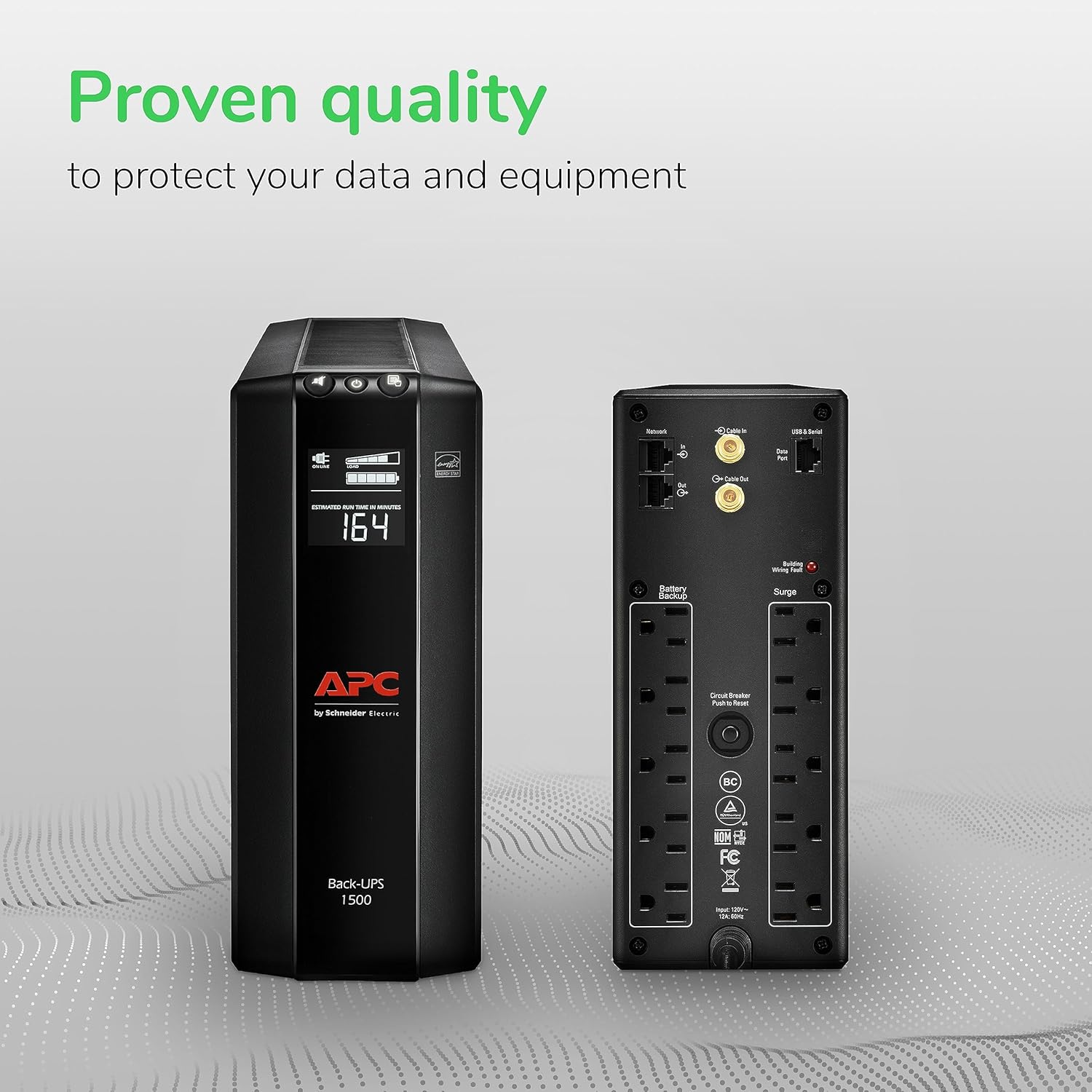APC UPS Back-UPS Pro 1500VA UPS, 900W Battery Backup & Surge Protector, AVR, 10 Outlets (NEMA 5-15R), LCD, BX1500M Uninterruptible Power Supply for Computers, Wi-Fi Routers, Home Office Electronics