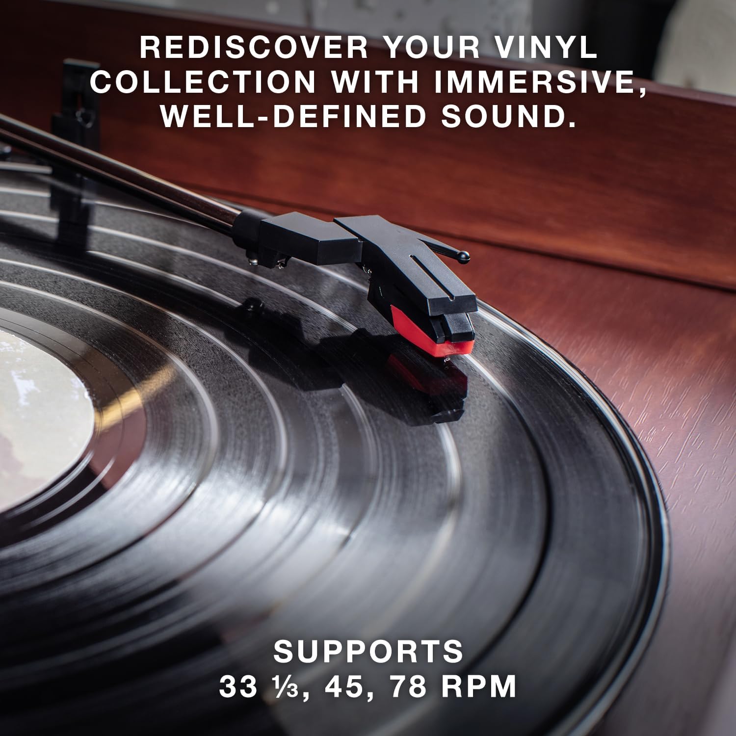 Victrola The Quincy 6-in-1 Bluetooth Record Player & Multimedia Center with Built-in Speakers – 3-Speed Turntable, CD & Cassette Player, FM Radio, Wireless Music Streaming (Espresso)