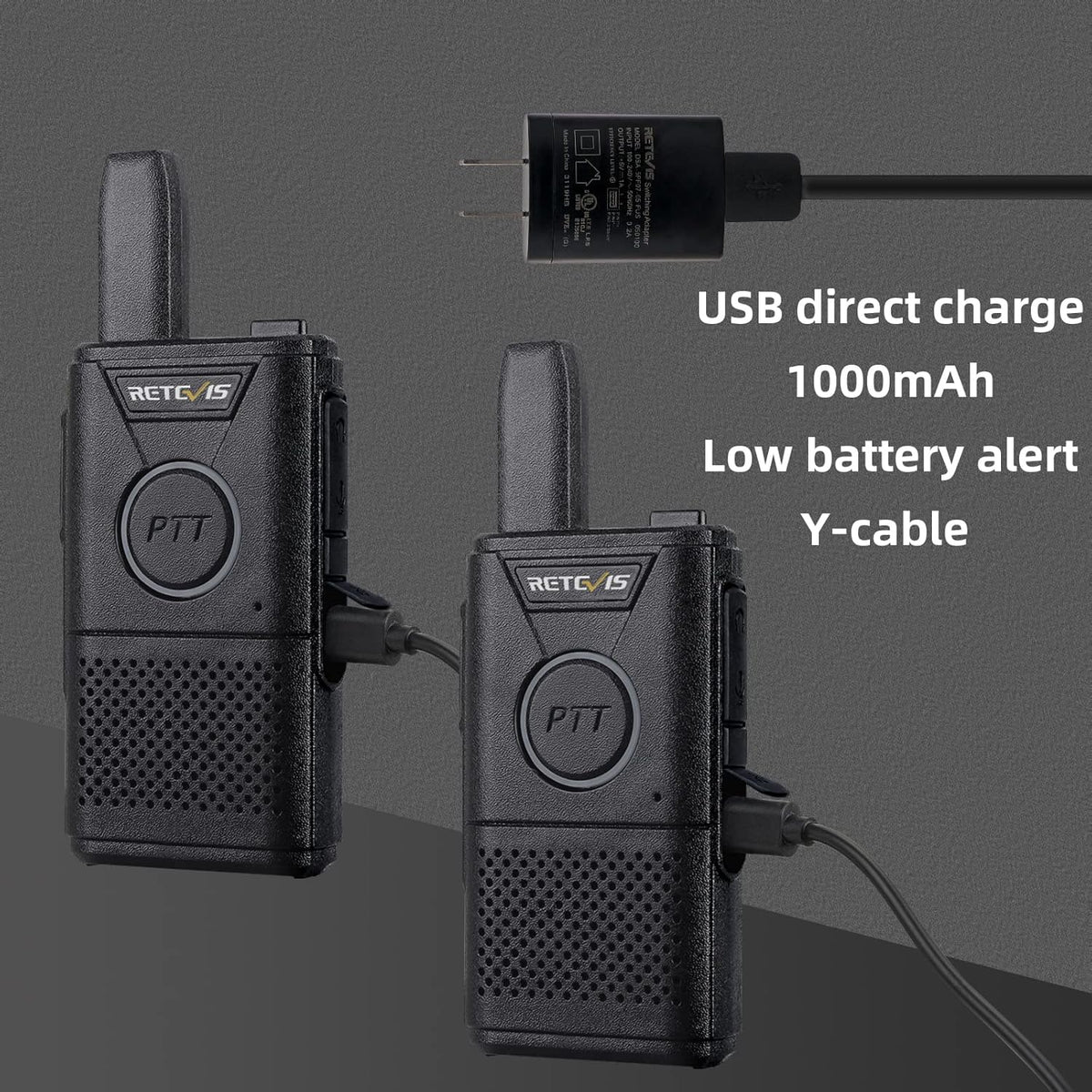 Retevis RT18 Walkie Talkies with Earpiece,2 Way Radios Long Range,Dual PTT,Short Antenna,Center Led, Compact, Rechargeable Two Way Radio for Adults Healthcare School Automotive Restaurant (10 Pack)