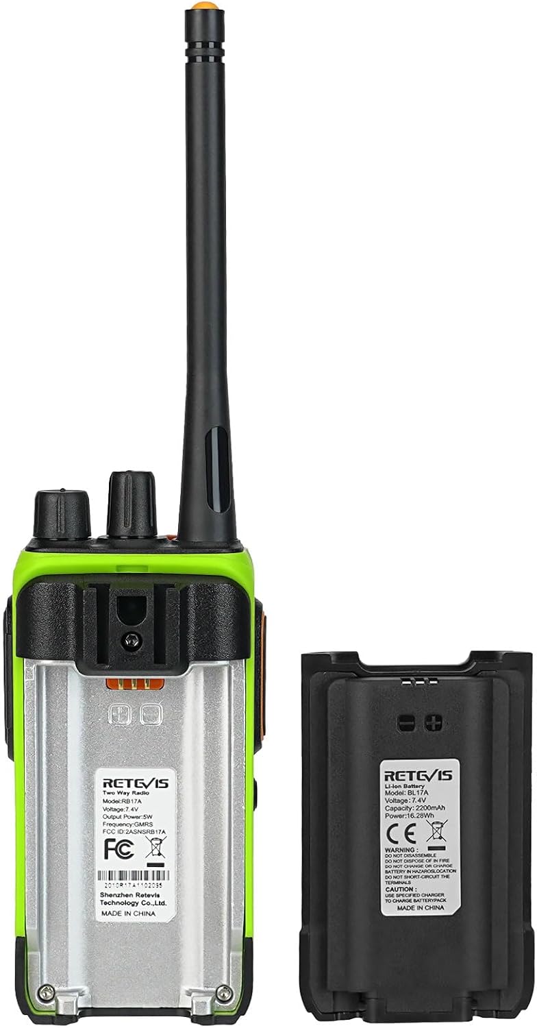 Retevis RB17A Two Way Radios Long Range,GMRS Repeater Capable,2200mAh, Emergency Preparedness,Walkie Talkie with Earpiece,2 Way Radio for Security,School,Hunt（4 Pack）