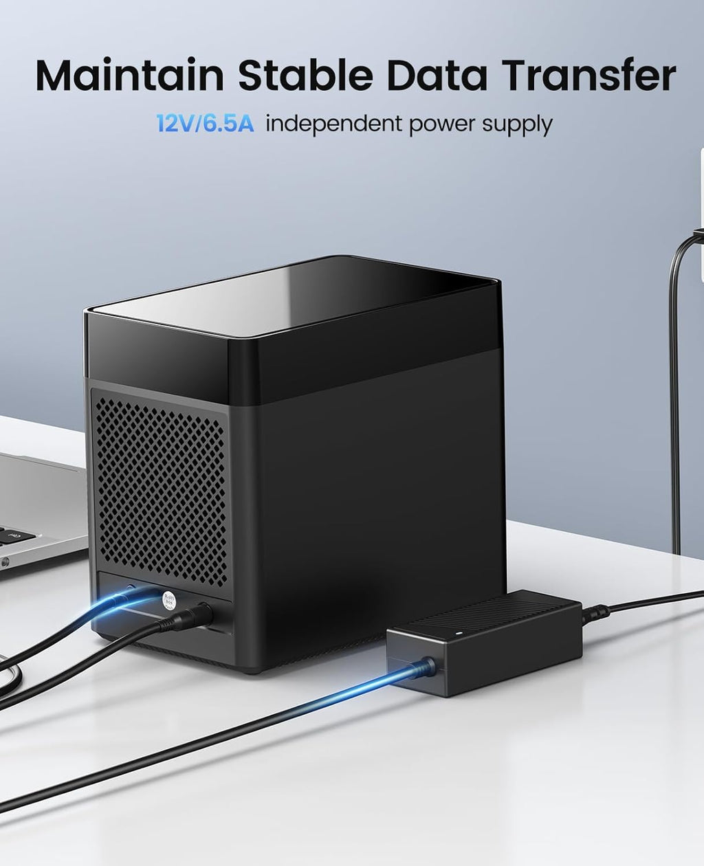 ORICO 5 Bay Hard Drive Enclosure USB 3.0 to SATA Magnetic Tool-Free External HDD Docking Station Case with 12V/6.5A Power Adapter for Family Storage Supports 2.5/3.5 inch Drives Max 110TB (5x22TB)