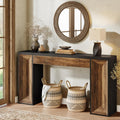 Tribesigns 63-Inch Console Table, Farmhouse Entryway Table with Dual-Tone Design, Rectangular Wood Sofa Table Behind The Couch, Narrow Accent Table for Hallway, Living Room, Foyer, Black and Brown