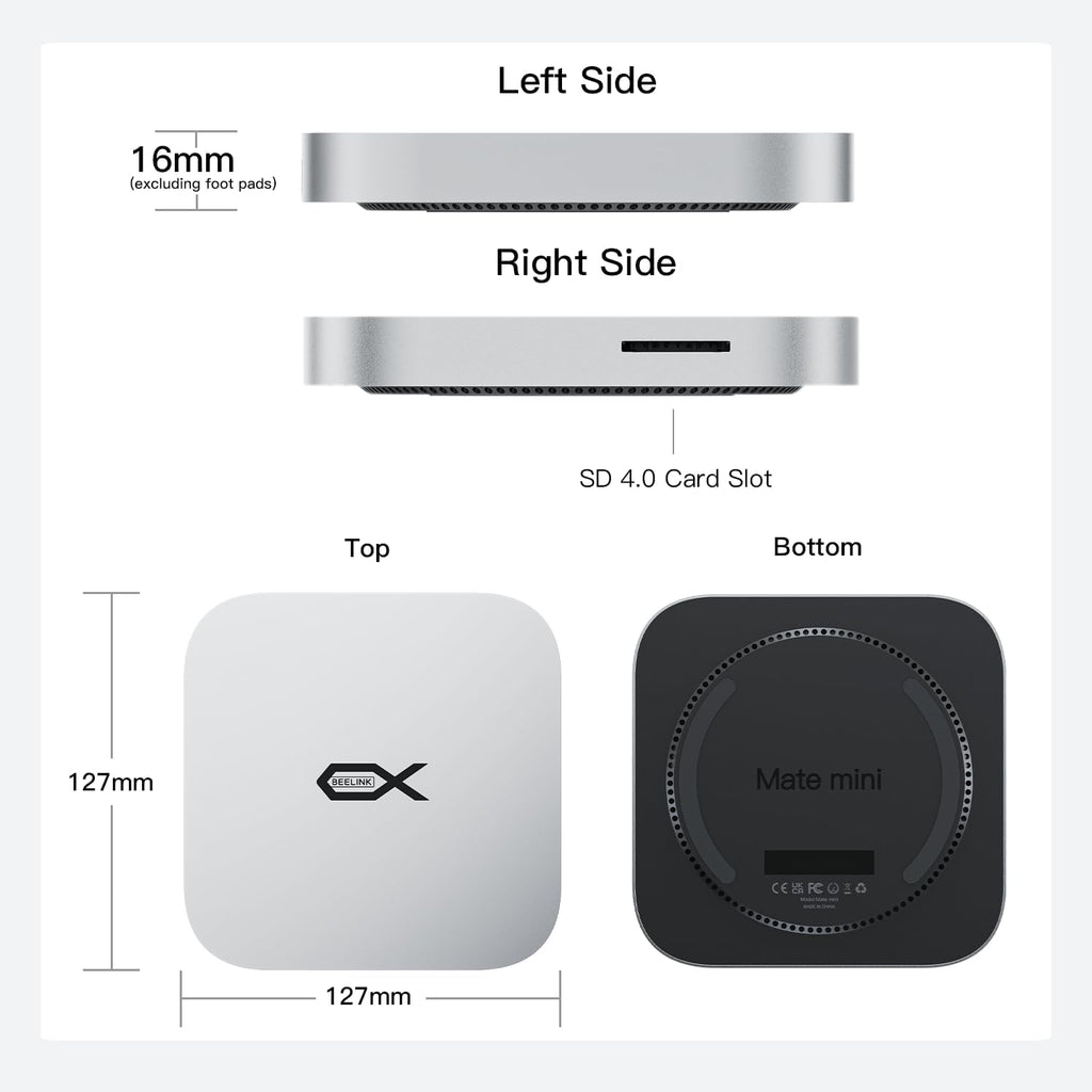 Mate Mini-B for Mac mini M4 Dock,80Gbps Aluminum Alloy Stand with M.2 PCle SSD Solt (up to 8TB), USB-C*1、USB-A 3.0 * 2、2.5G LAN*1、SD4.0 * 1、Type-C(PD3.0)*1, Computer Peripheral Devices