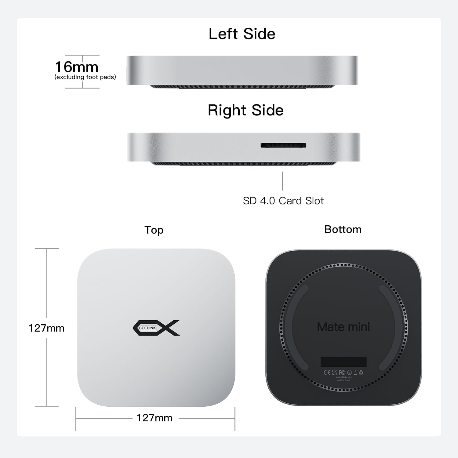 Mate Mini-B for Mac mini M4 Dock,80Gbps Aluminum Alloy Stand with M.2 PCle SSD Solt (up to 8TB), USB-C*1、USB-A 3.0 * 2、2.5G LAN*1、SD4.0 * 1、Type-C(PD3.0)*1, Computer Peripheral Devices