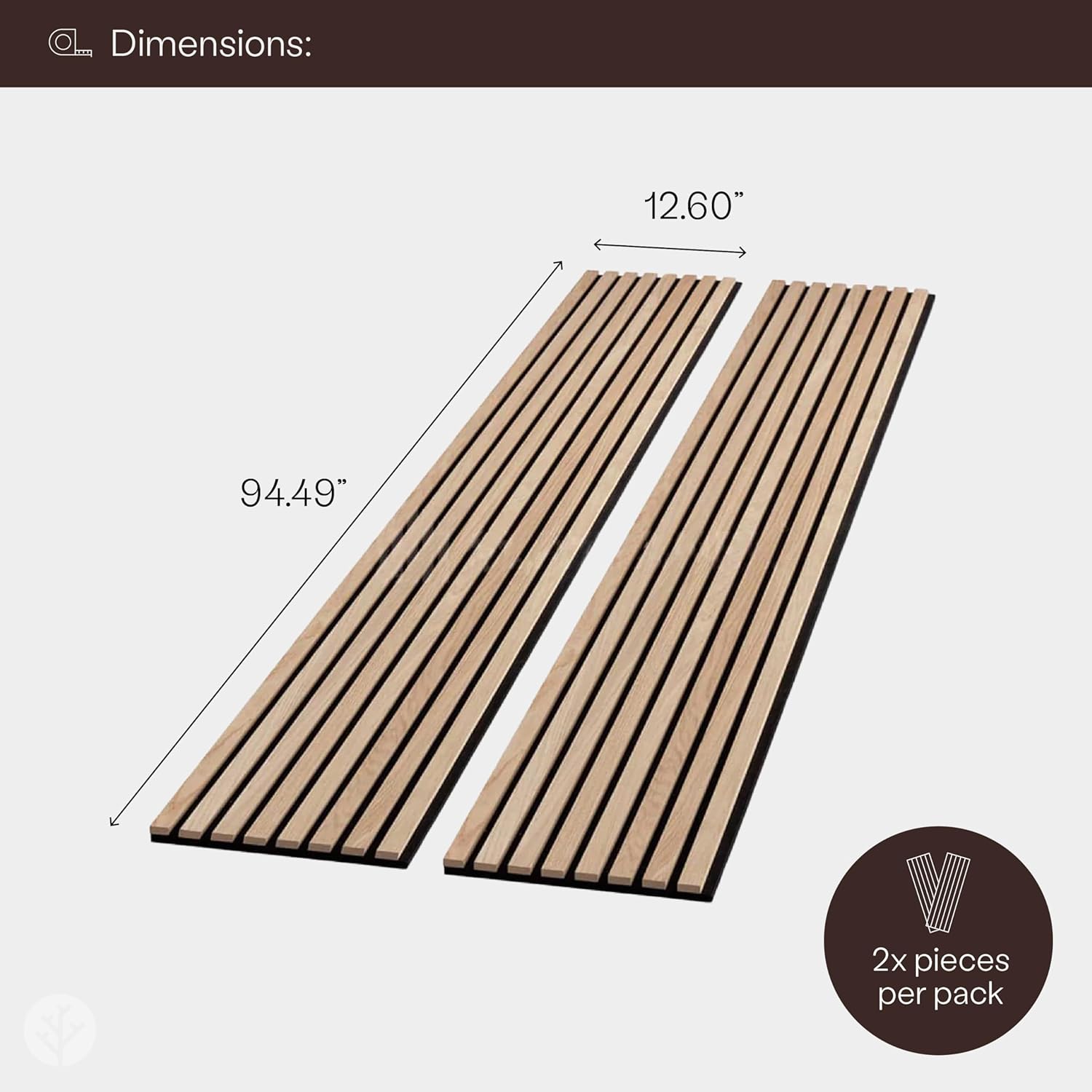 WVH Slatpanel Oak Natural Core– Acoustic 3D Textured Wood Panels for Walls & Ceilings | Decorative Panels for Homes, Offices & Studios | 2 x-94.49” x 12.6” | Real wood veneer, MDF, Felt