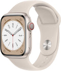 Apple Watch Series 8 GPS + Cellular, 41mm - Starlight Aluminum Case with Starlight Sport Band, S/M (Renewed)