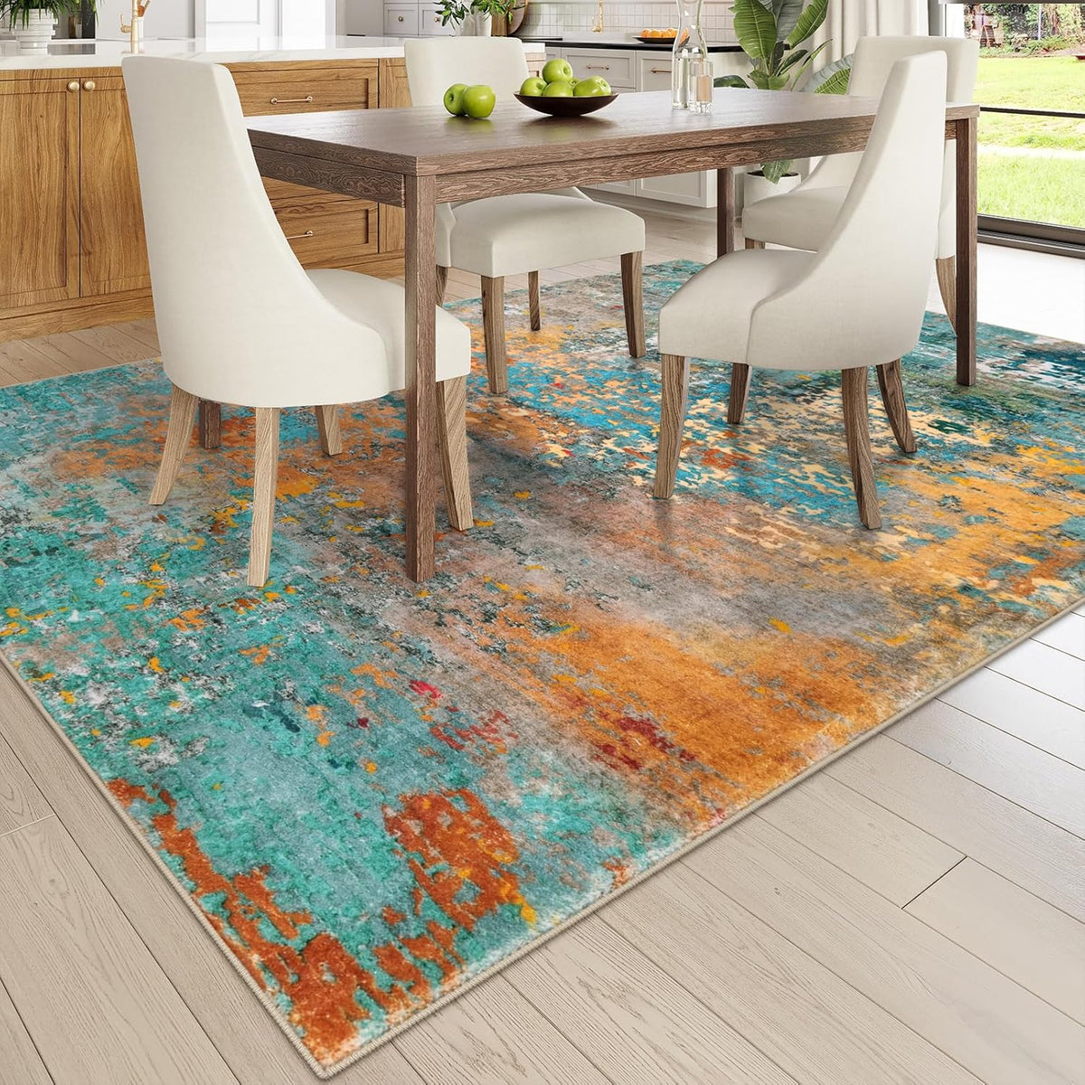 Lahome Modern Abstract Area Rugs 9x12 Living Room Rug, Washable Rugs for Living Room Bedroom Low Pile Non Slip, Colorful Large Soft Indoor Carpet for Dining Room Table Apartment Classroom
