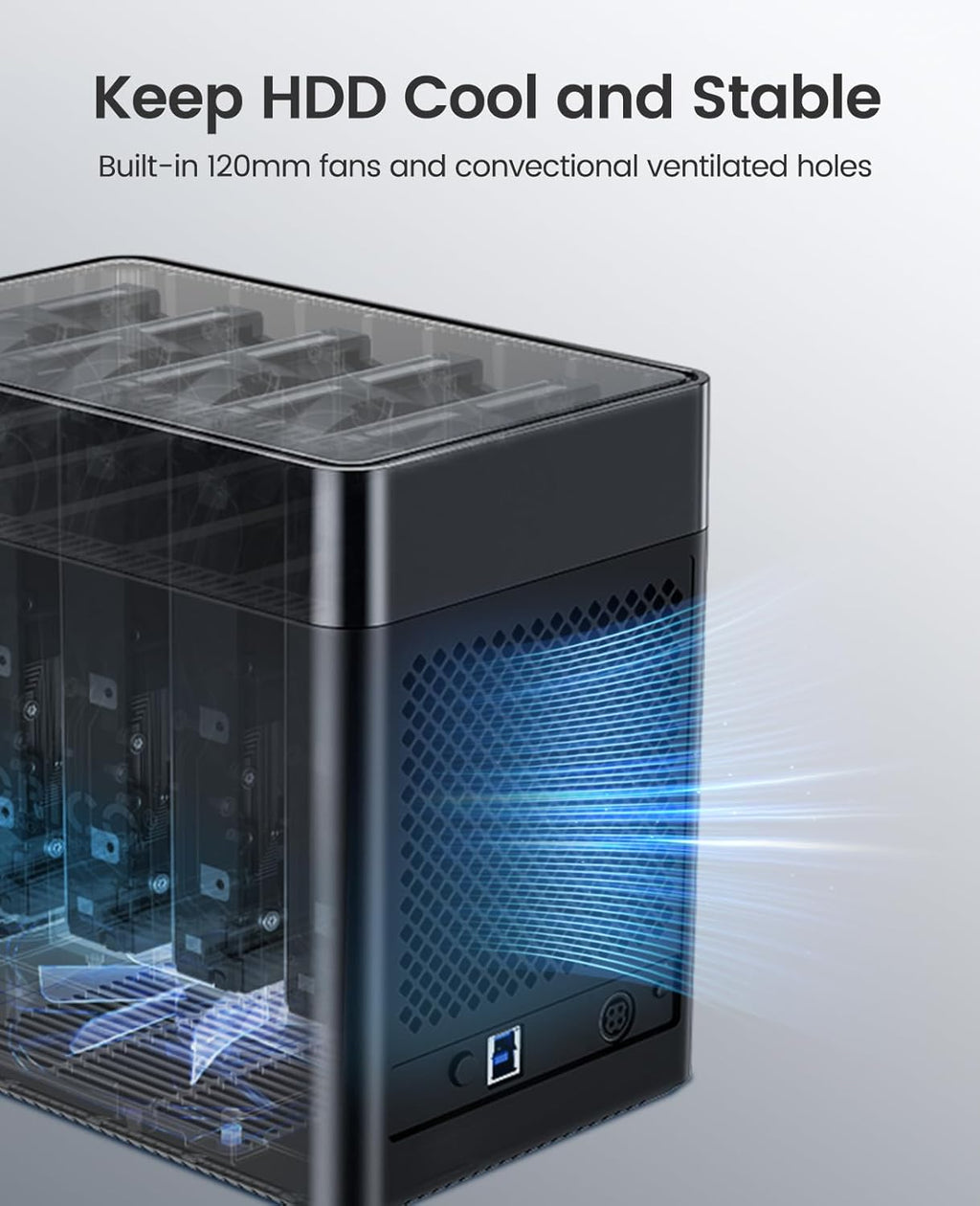 ORICO 5 Bay Hard Drive Enclosure USB 3.0 to SATA Magnetic Tool-Free External HDD Docking Station Case with 12V/6.5A Power Adapter for Family Storage Supports 2.5/3.5 inch Drives Max 110TB (5x22TB)