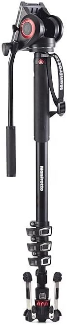 Manfrotto Video Monopod XPRO+, Camera and Video Support Rod with Video Head, 4-Section in Aluminum with Fluid Base, Photography Accessories for Content Creation, Video, Vlogging