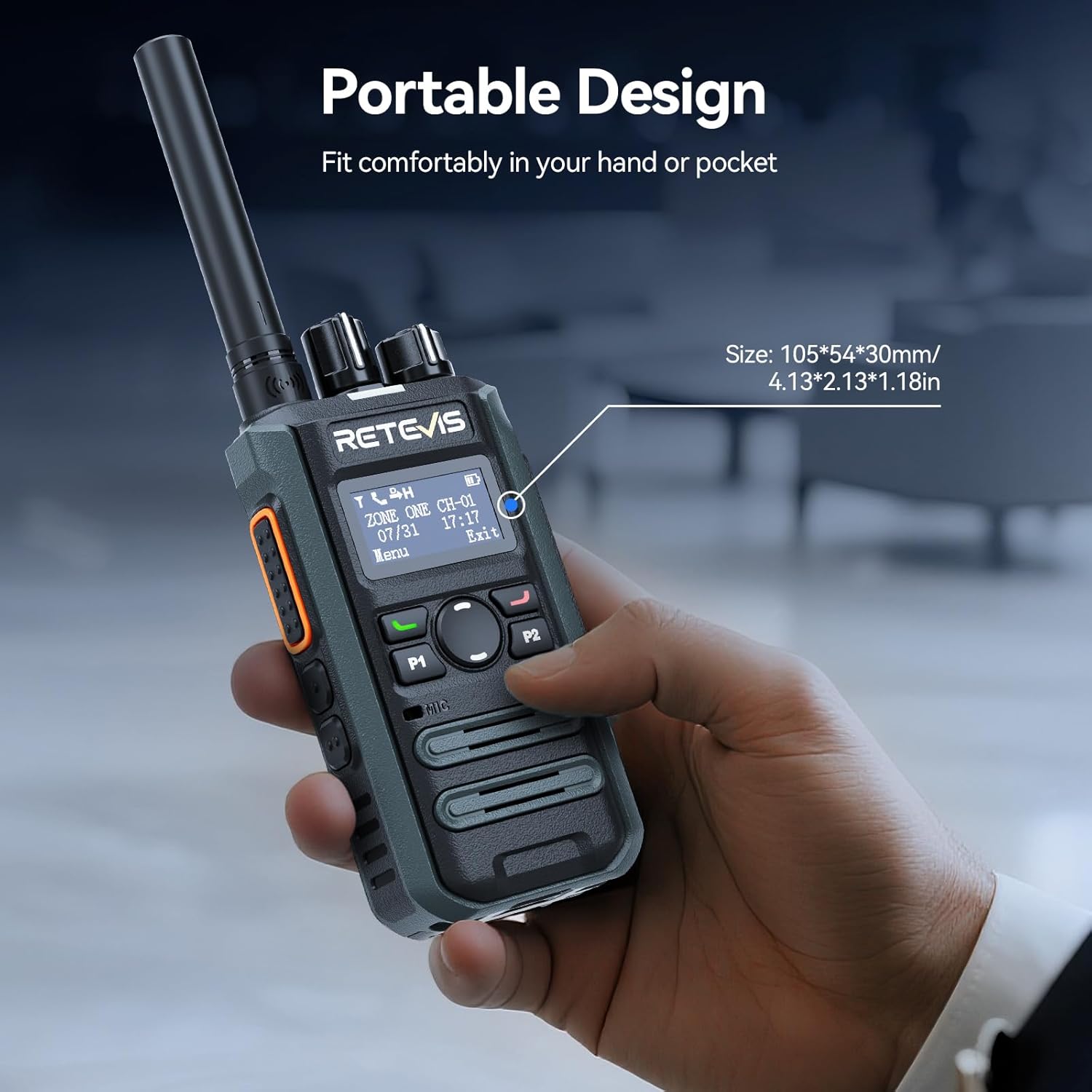 Retevis MateTalk P3 Digital Walkie Talkies with Earpiece, High Power,Compatible with Motorola Radio,DMR & Analog Dual Mode 2 Way Radio with SMS, LCD Screen, Professional Radio for Hotel(4 Pack)