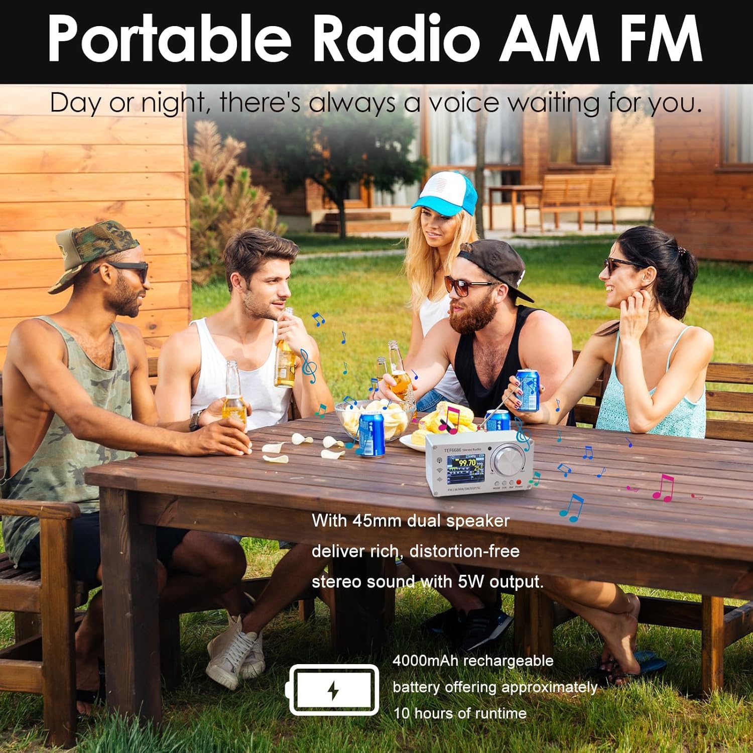 TEF6686 Full Band DSP Radio, High Sensitivity AM/FM Radio for FM,SW,MW,LW, Portable TFT Display SDR Indoor/Outdoor Radio for Ham/DXer