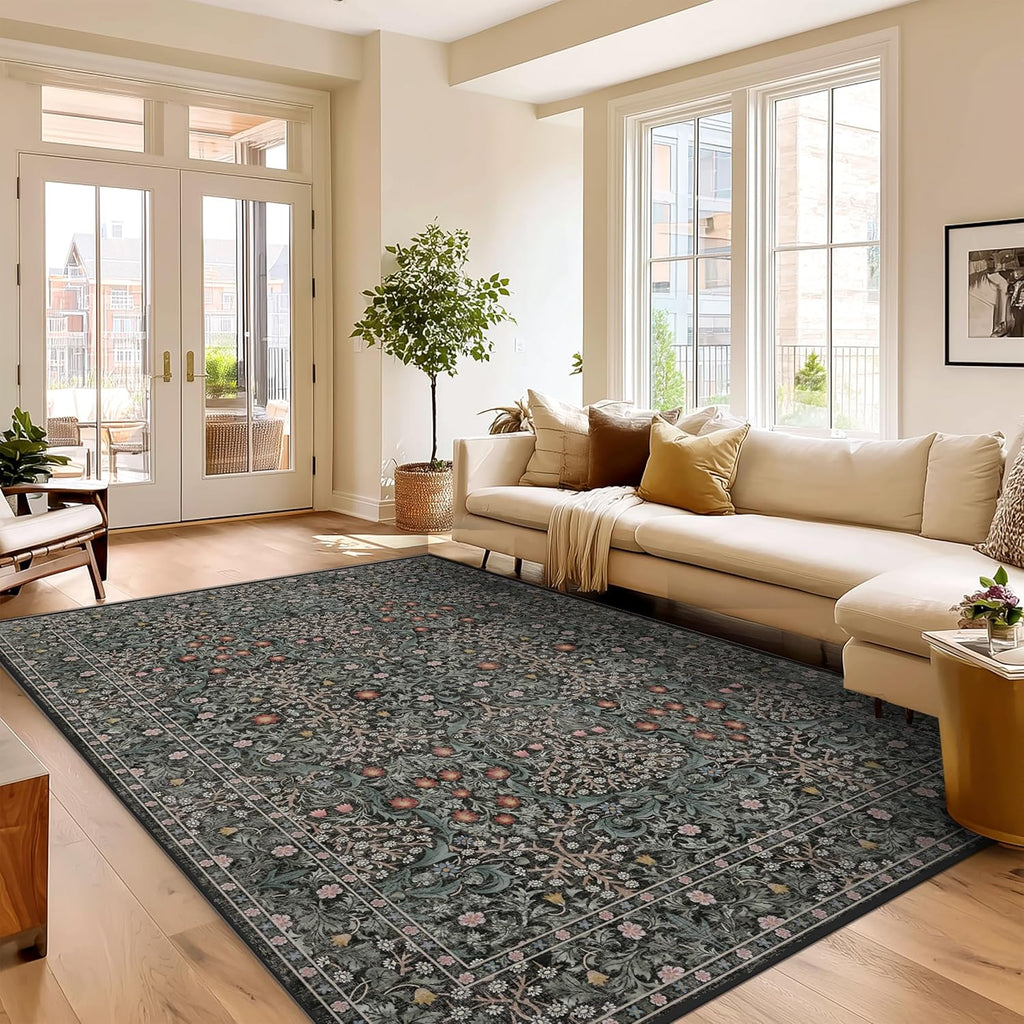 9x12 Rugs for Living Room Washable Green Area Rug